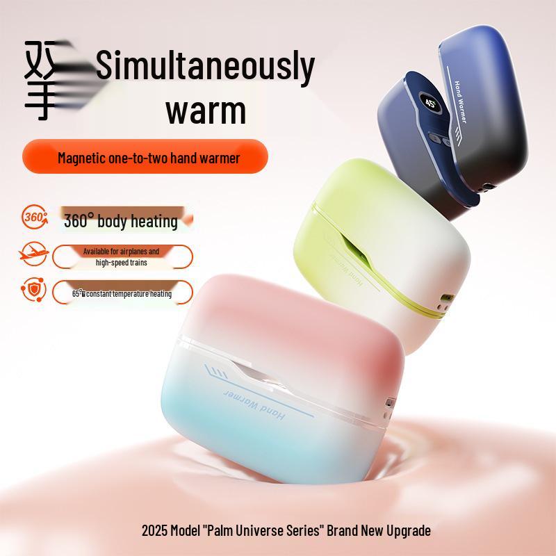 2025 Gradient Color Magnetic Hand Warmer with Digital Display - Two-in-One Detachable Design