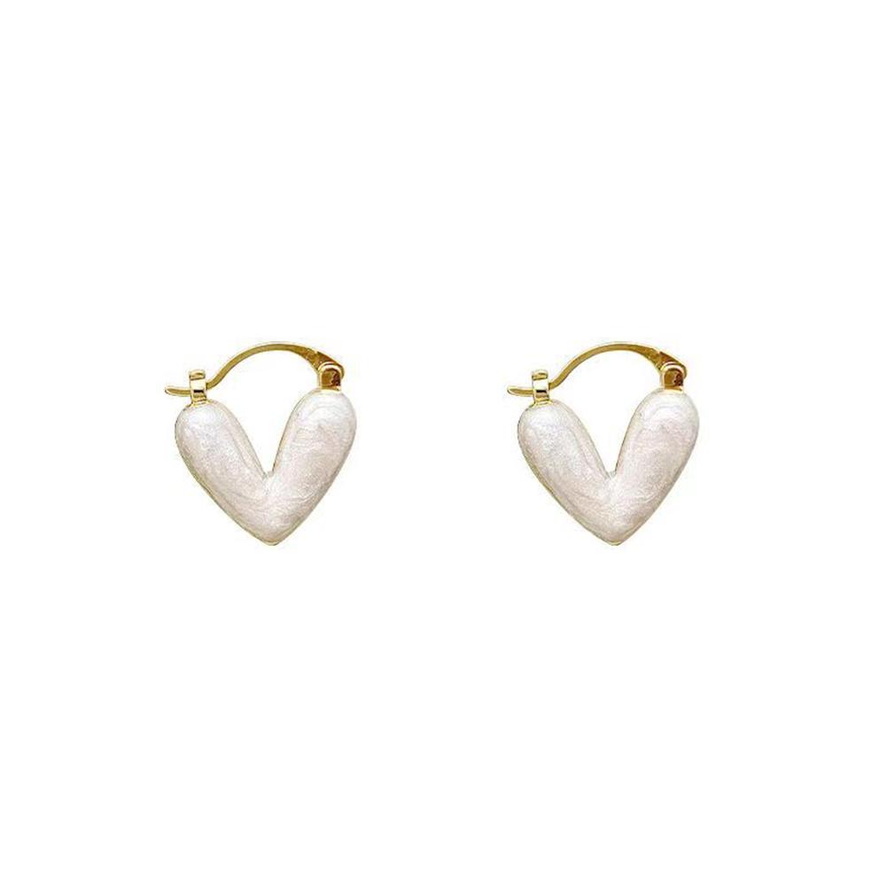 Dropwise Glazed Heart-shaped Earrings Exquisite Versatile Alloy Earrings Ear Studs Women Jewelry Accessories
