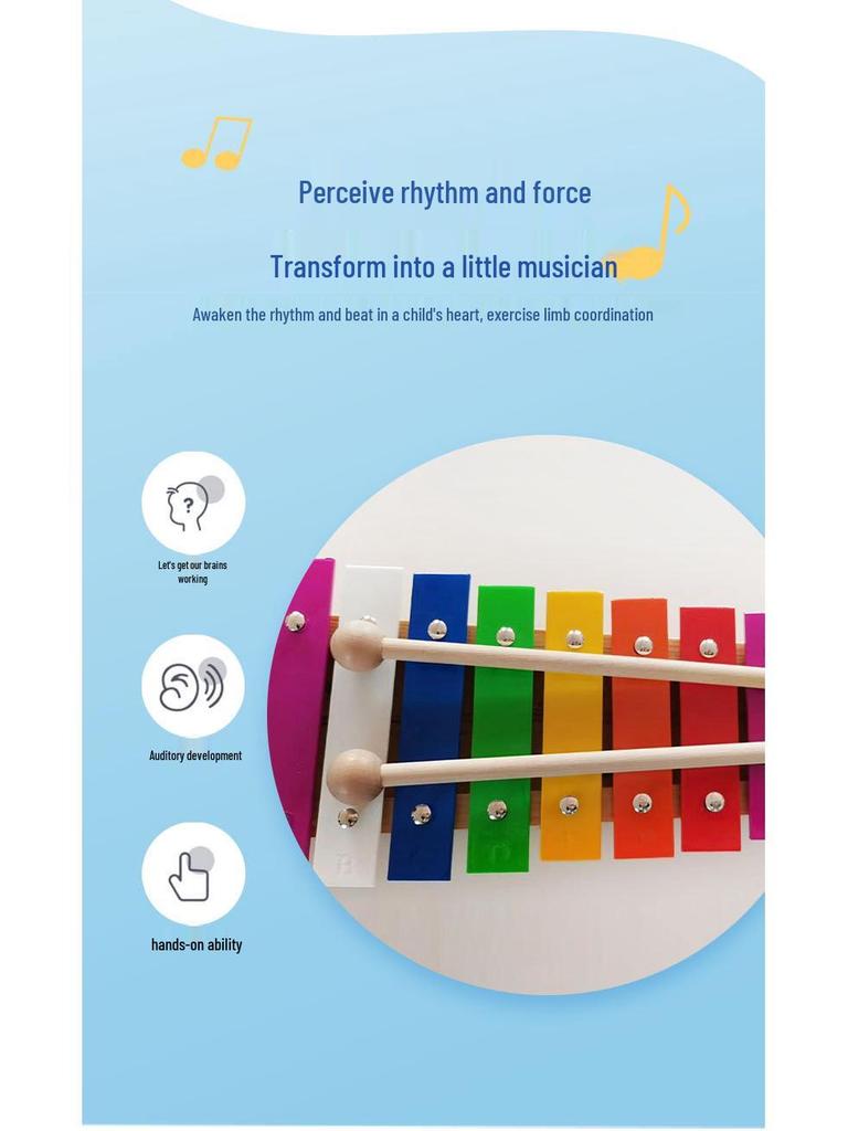 15-Note Aluminum Xylophone - Colorful Orff Instrument for Kindergarten & Early Education