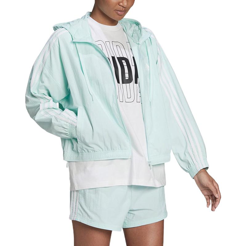 adidas Women's Essentials Repeat Logo Loose Fit Windbreaker Green HC9158