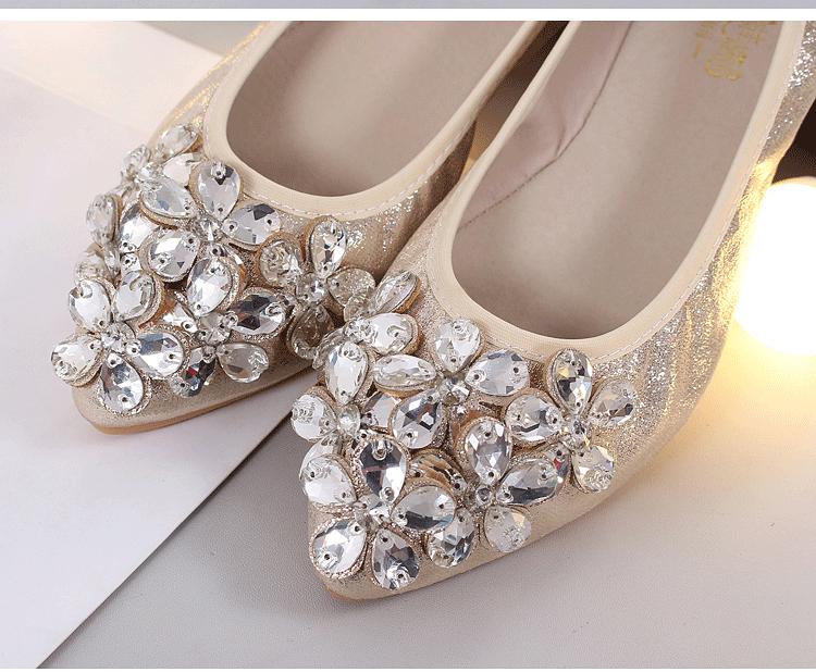 Pointed Toe Rhinestone Mary Jane Flats - Women's Autumn Soft Sole, Sizes 41-43