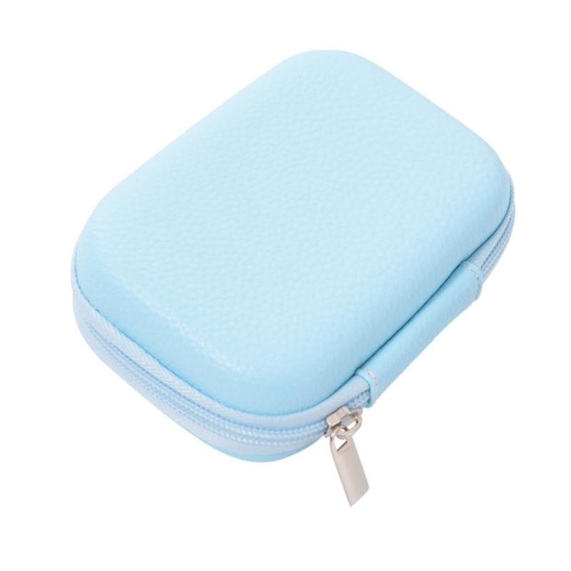 

Hard Shell Digital Camera Case Small Travel Camera Storage Holder for Memory Card Wireless Earbud Charging Adapter синий