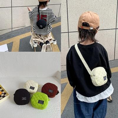 1 Pc Kids Boy Girl Bags Korean Fashion Simplicity Messenger Bag for Toddler Portable Outdoor Solid Color Checkboard Shoulder Bag
