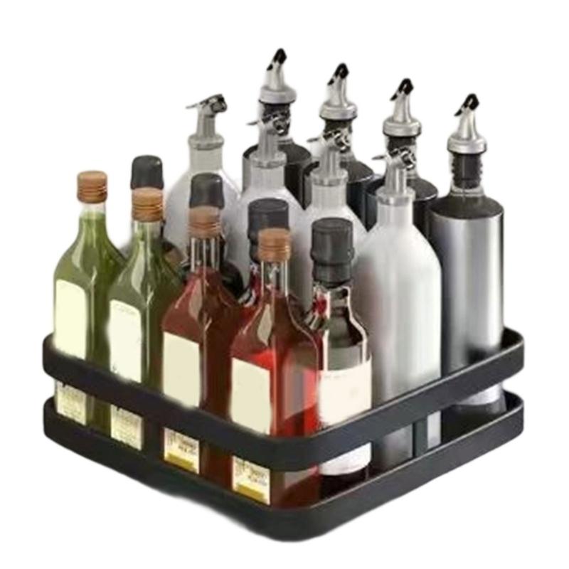 

Countertop Storage Rack Adjustable Round Shelf for Kitchen Bathroom Accessory Sturdy Metal Construction чорний