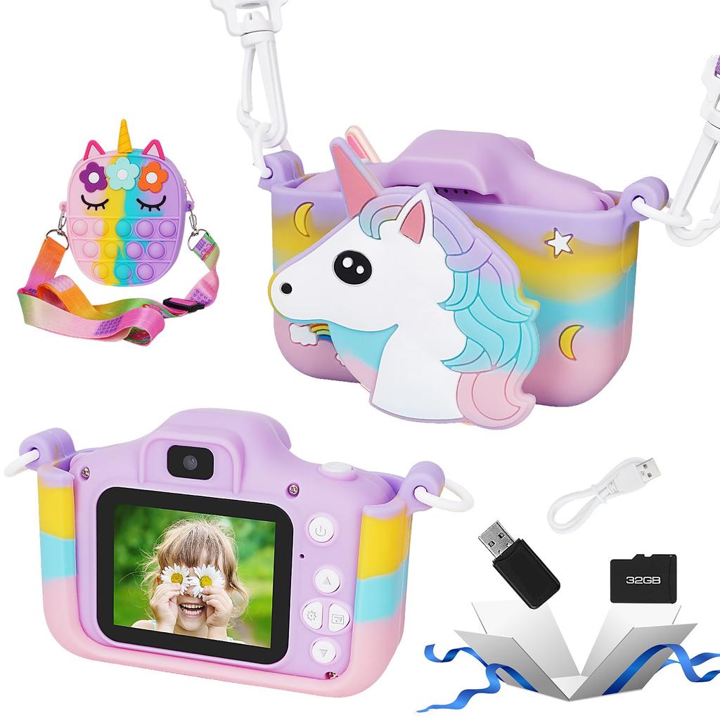 ArtCWK Kids Unicorn for Girls and 1080P HD 32GB SD IPS 8x 850mAh Selfie Japanese Instruction Manual Included Camera, Design, Children, Recording,