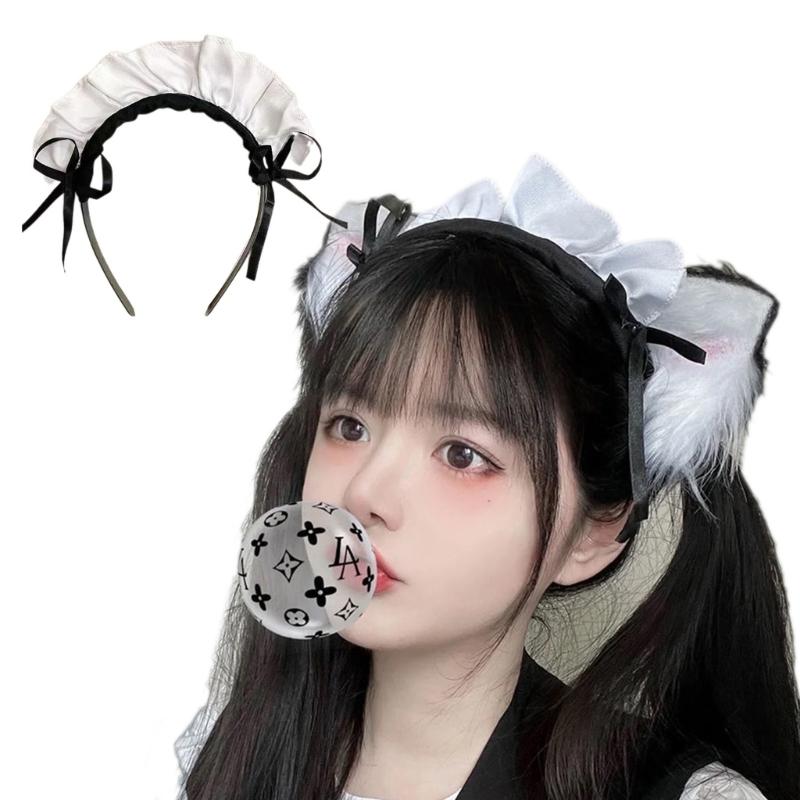 White Furry Headdress Cat Ears Hair Clip One Pair Barrettes with Headband