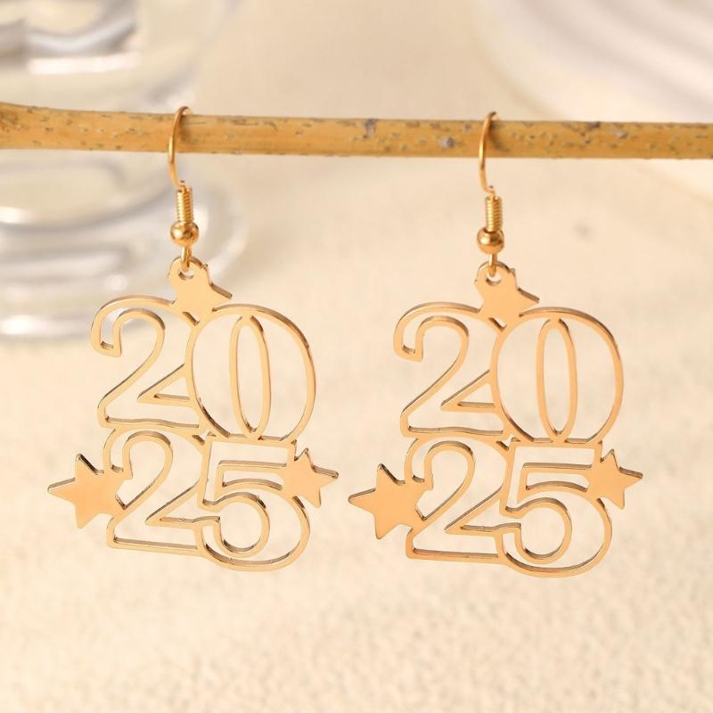 Delicate 2026 Theme Earrings Acrylic Fashion Accessories Party Wedding Earrings Suitable for Casual or Formal Occasions