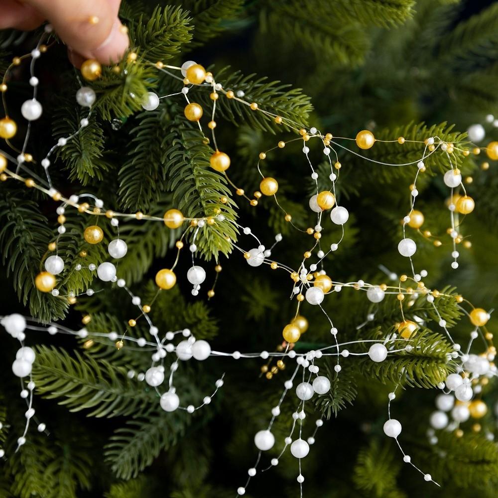 White Gold Christmas Tree Beads Chain Branch Garland Crystal Curtain  Home New Year Decor