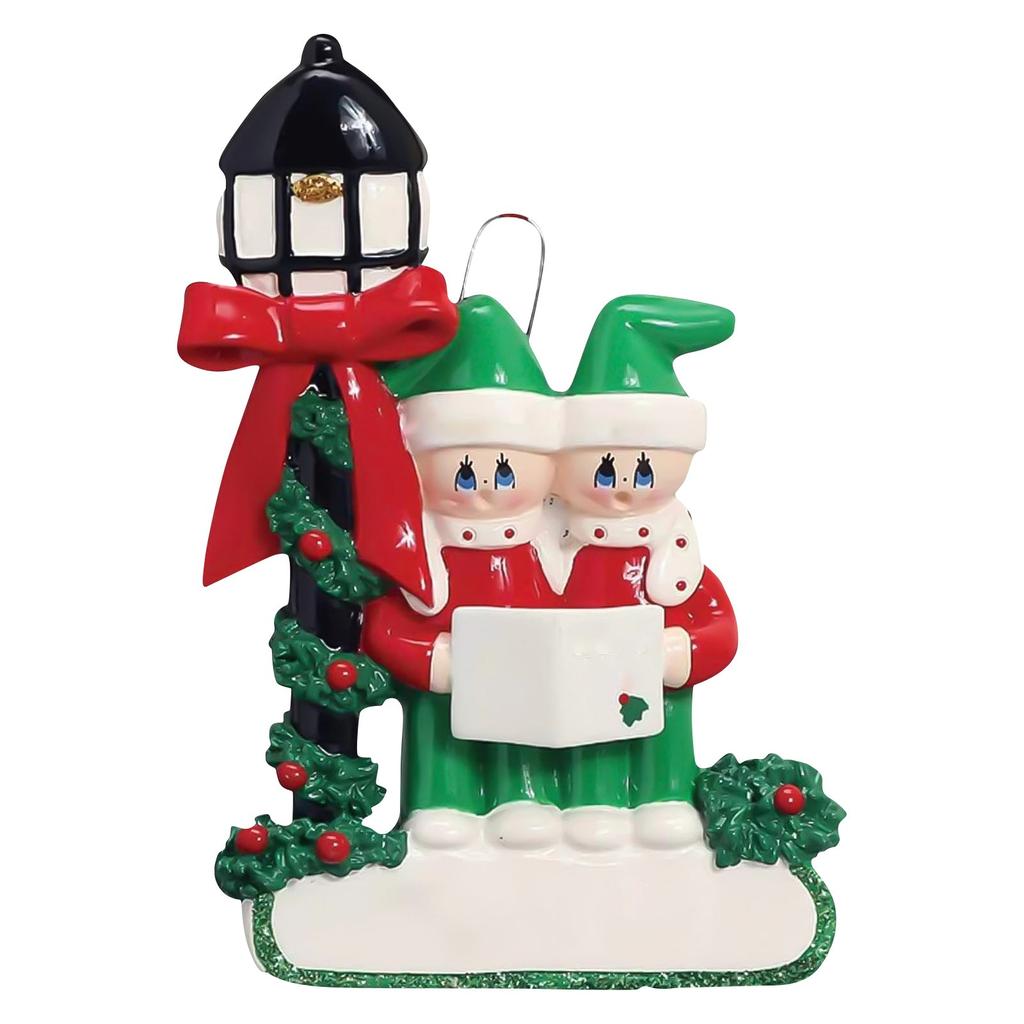 Resin Family Christmas Ornament Holiday Decoration Hanging Pendant for Christmas Tree Festive Home Decor with Lantern and Carolers Design