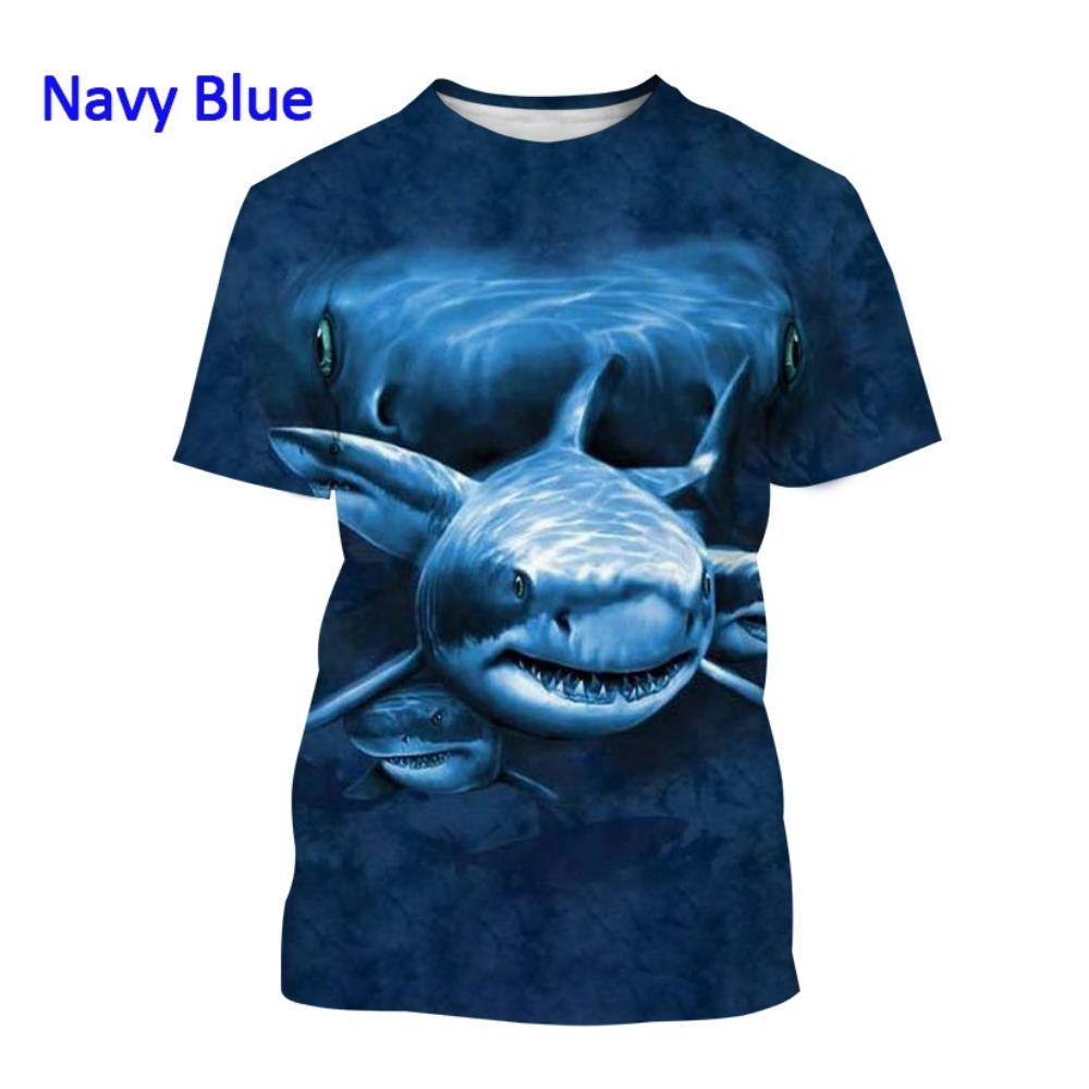 Trendy New Animal Big Shark 3D Printing T-shirt Retro Men's Summer Casual Fashion Men's T-shirt Top