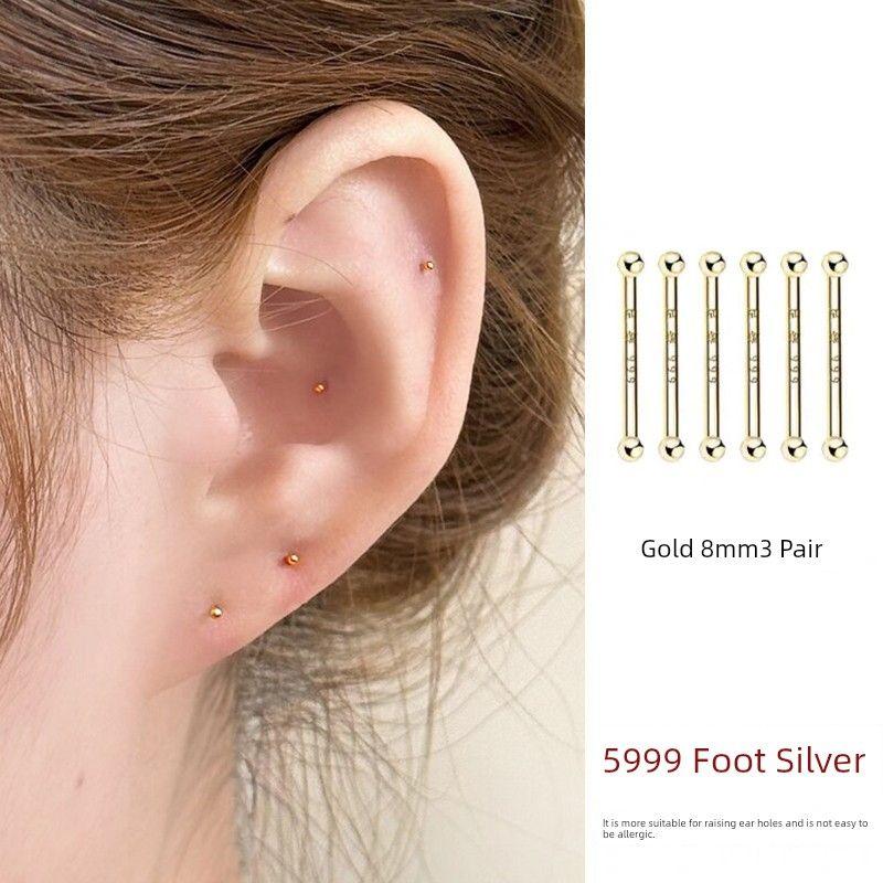 Silver Needle Pierced-Ear-Caring Ear Studs Female Daily Simple Easiest for Match Sleep No Need to Take off Ear Bone Stud Ear Bar Earrings Earrings
