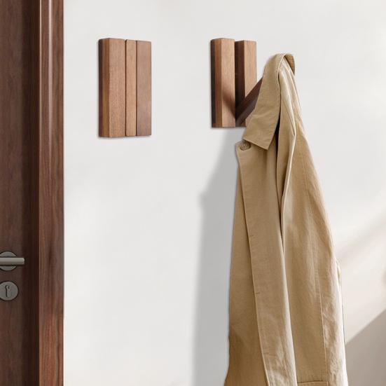 2 Pezzi Ganci da Parete Rustici Ganci per Cappotti in Legno Pieghevoli Appesi a Parete Grucce Robuste Ganci per Ingresso per Appendere Borse Cappelli