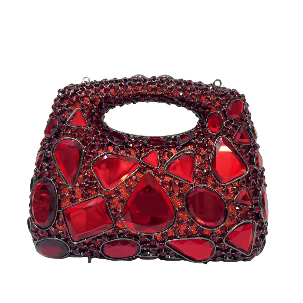 Bolsos de Noche de Piedra Plata/Dorado Bolso Grande con Asa Superior Diseñador de Lujo para Mujer Carteras de Diamantes Pedrería Boda Nupcial Clutc