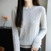 2025 Women's Retro Loose Diamond Pattern Australian Wool Sweater - 100% Wool, Round Neck, Thickened, for Autumn/Winter