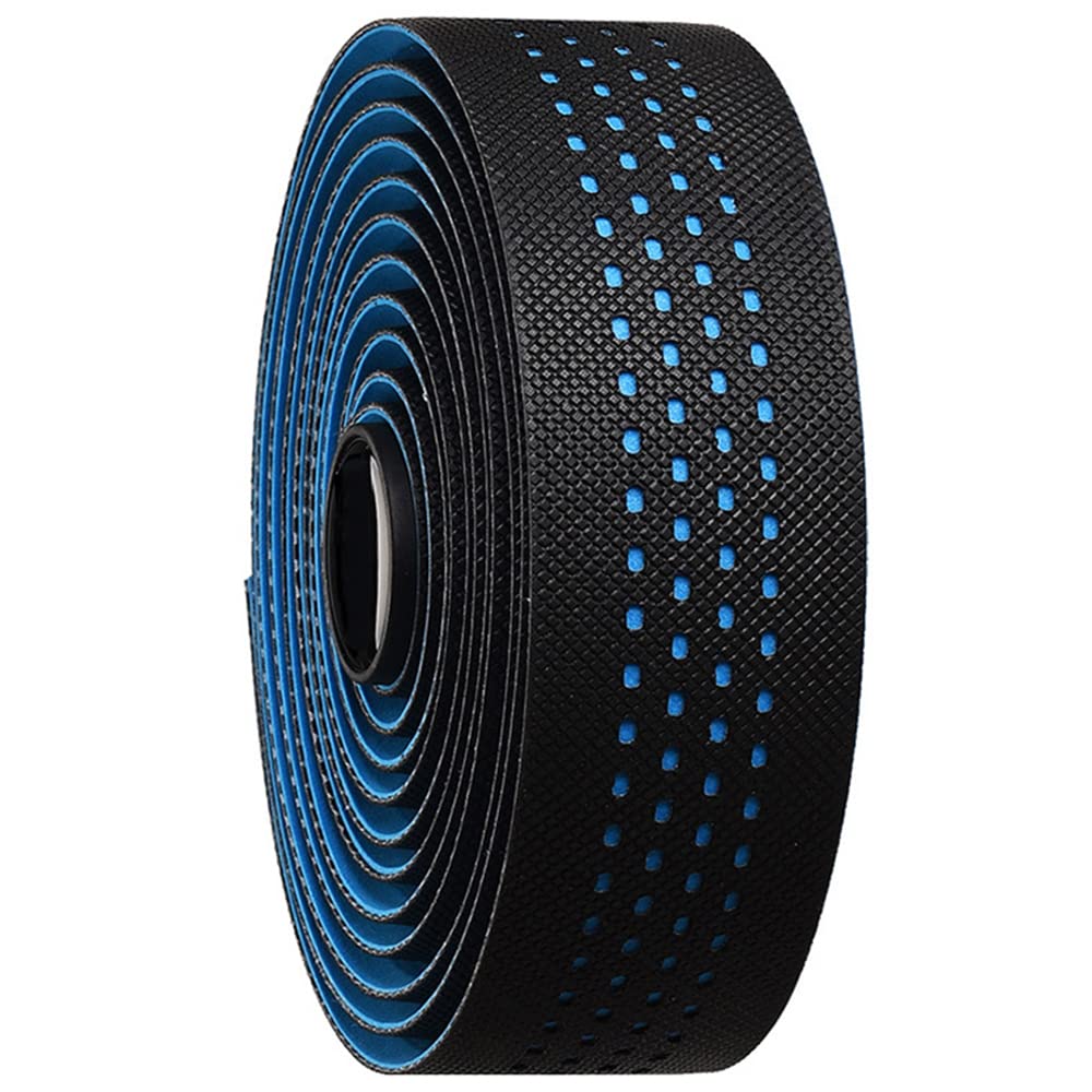 Bicycle Drop Handlebar Tape for Road EVA and PU with End Set of 1 Bikes, Plugs, (Blue)