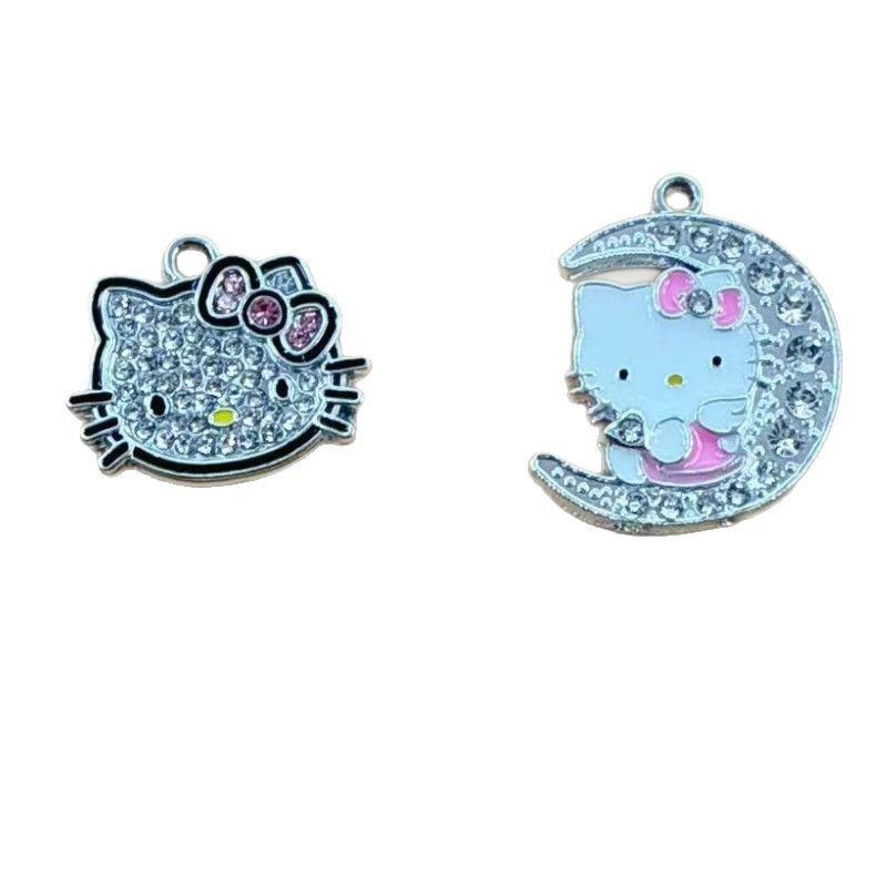 10/40PCS Cartoon Moon Cute Cat Necklace Pendant Accessories Simple and Personalized Kitten Handmade DIY Pendant