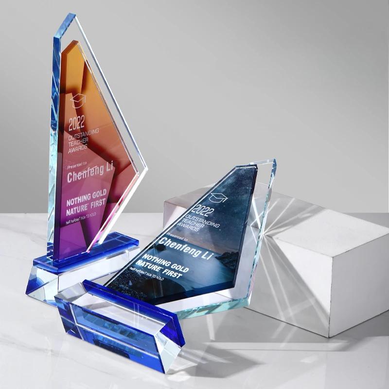 Creative Customization Color Printing Crystal Trophy Enterprise Excellent Employee Annual Meeting Award Awards Medals Home Decor