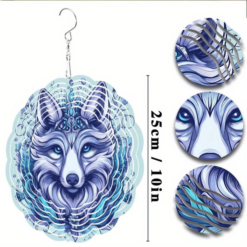 Fuchs und Salbei Metall Spinner Windspiel Blau Weiß Fuchs Design Kein Strom benötigt Innen- und Außendekor für alle Jahreszeiten und Feiertage