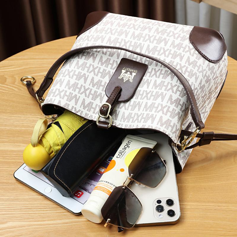 Bag women's 2025 new pu popular large-capacity bucket bag high-end shoulder messenger bag women's bag women's hand-held