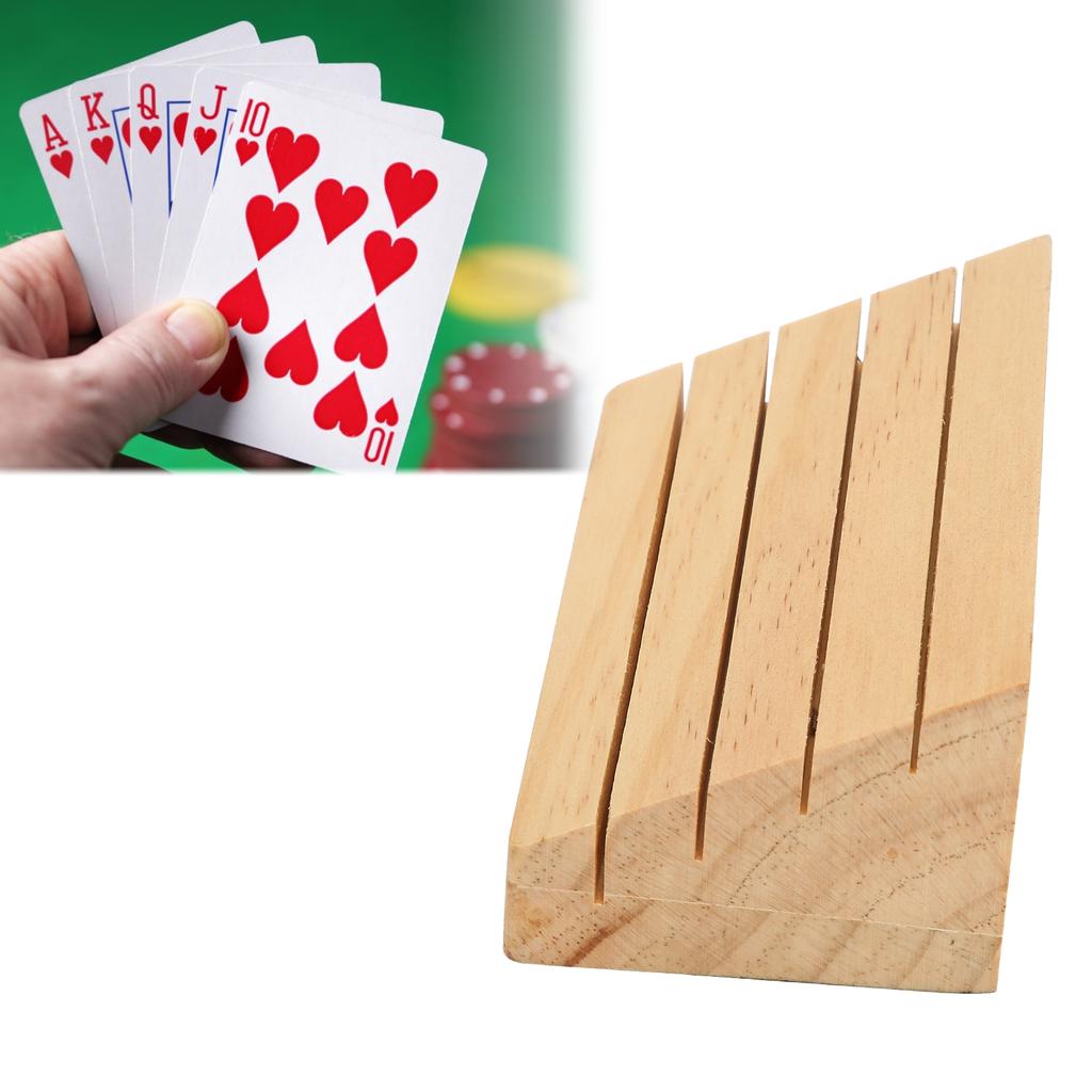 Wood Playing Card Holder HandsFree Playing Card Tray Rack Poker Cards Accessory