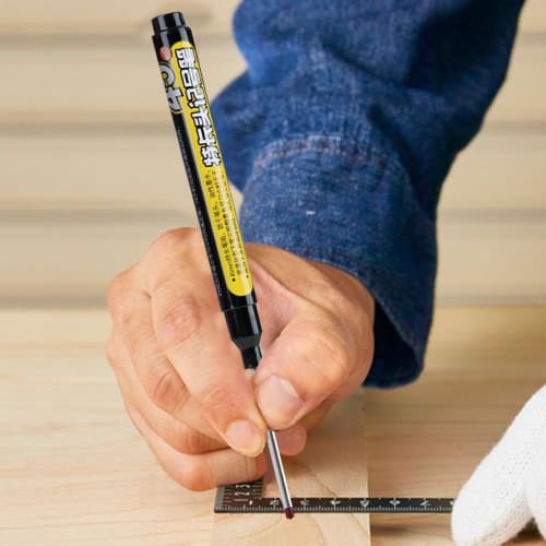 Carpenter's Marker Pen, Construction Marking Pencil, 3 Colors: Blue, Red, and Black, Construction Marking Tool, Door Lock Installation Deep Reach Mark