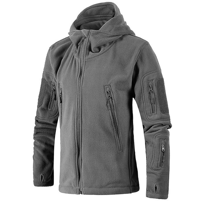 WTEMPO Fleece Camouflage Tactical Men's Large Size Solid Color Coats Polar Warm Multicam Army Men Hoodied Coats Outwear