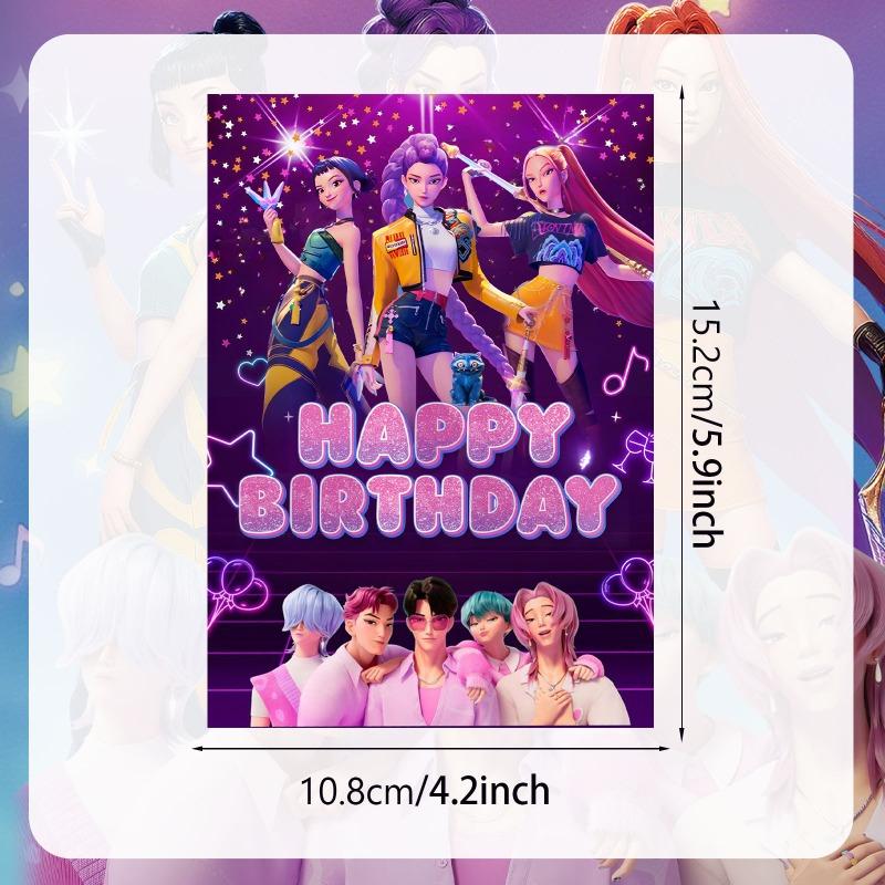 12 Stück KPop Dämonenjäger Party Einladungskarte Anime Kinder Geburtstag Grußkarte Einseitige Einladungskarte Party Dekoration