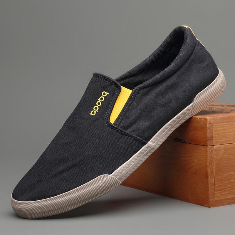 

Модная весенне-летняя повседневная мужская парусиновая обувь, низкий верх, слипоны, мужская обувь, корейская версия, трендовая мужская обувь# BD20027 46 чёрный