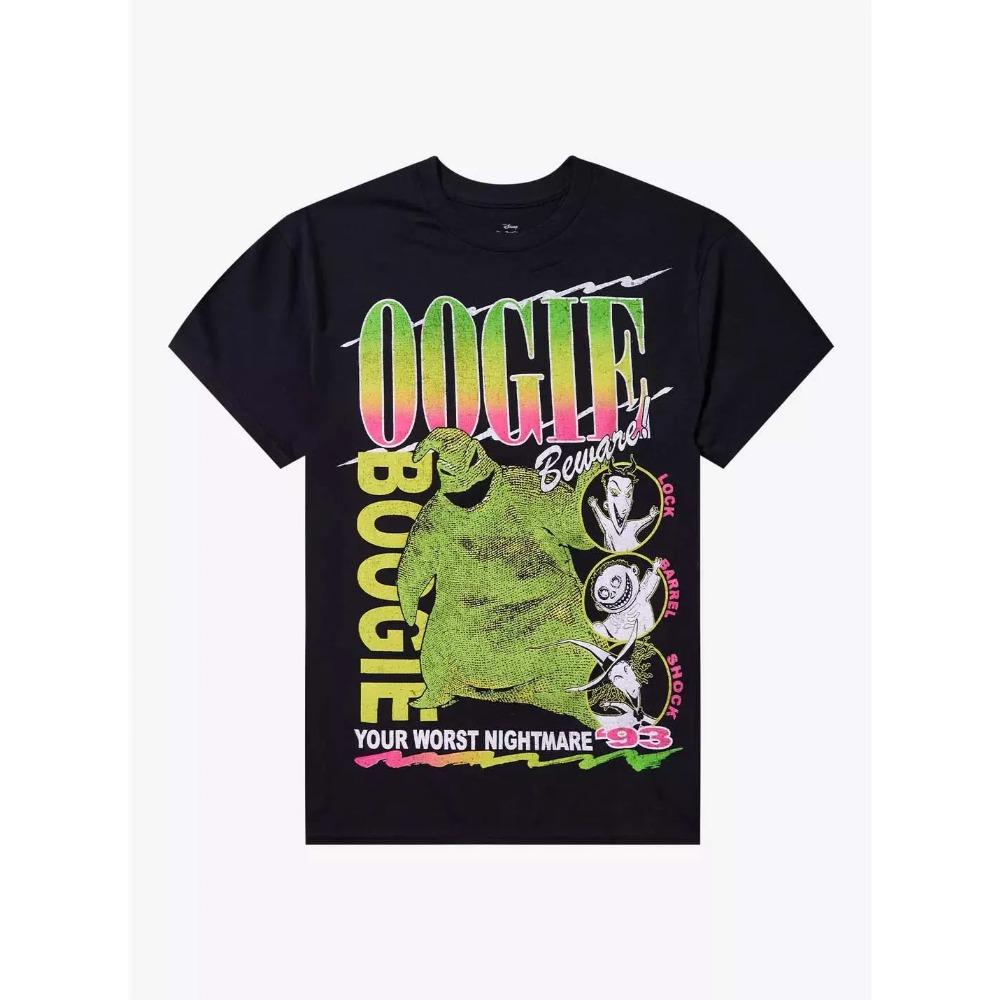 2026 New PreChristmas Nightmare Oogie Boogie Beware of Printed Oversized Short Sleeve Crew Neck Tops for Unisex and Women