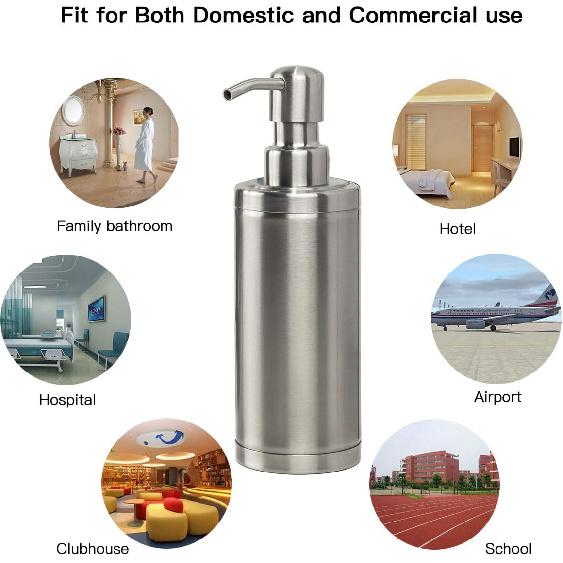 GAPPO Brushed Nickel Soap Dispenser Stainless Steel Metal Pump Hand Lotion Bottle for Bathroom, Bedroom and Kitchen(300ML/10.15Ounce)