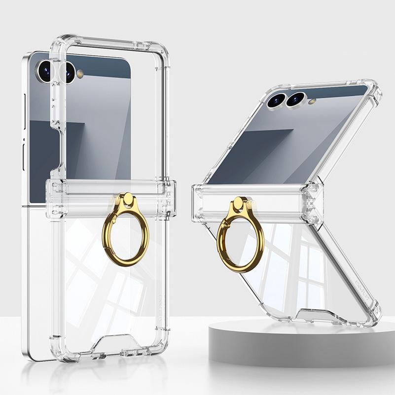 

Four-corner Airbag Anti-drop All-inclusive Hinged Metal Ring Holder case for Samsung Galaxy Z Flip 7 flip7 Camera Protect Cover Galaxy Z Flip 7