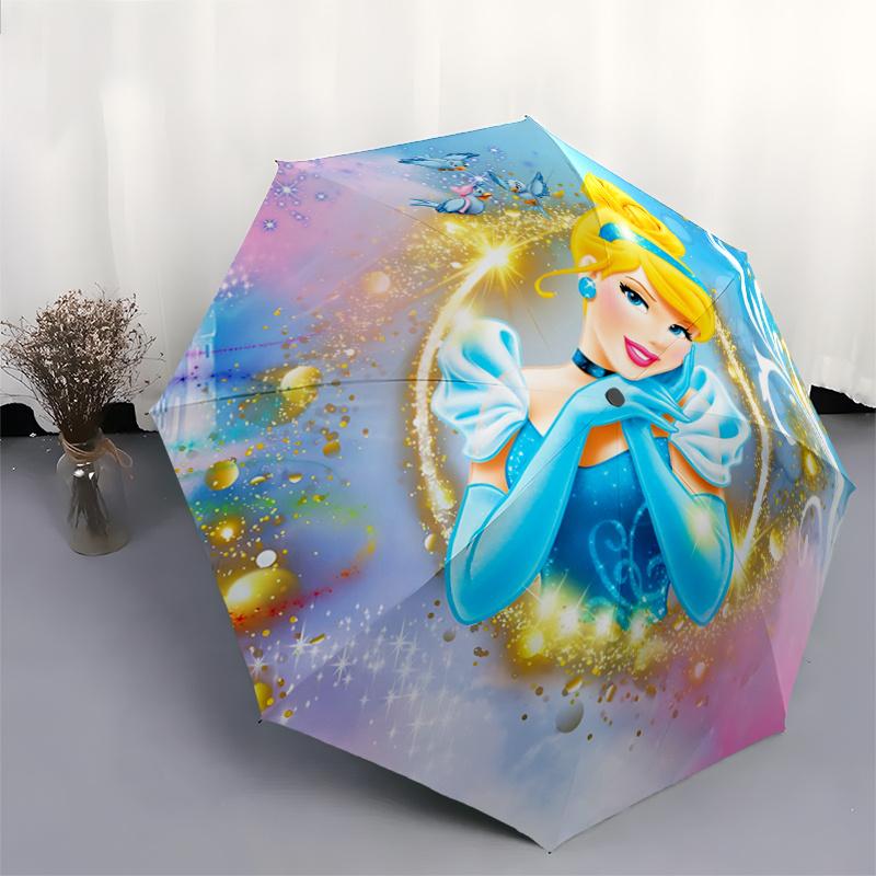 1pc Disney Cinderella Automatic Opening and Closing Umbrella - Small Umbrella Suitable for Various Occasions, Portable 3-Fold Small Umbrella