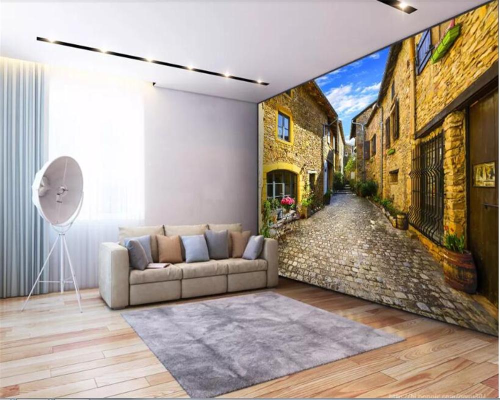 Tapete Europäische Stadt Straßenszene 3D Tapete Heimdekoration Hintergrundwandtapete Wohnzimmer Schlafzimmer Wandbild