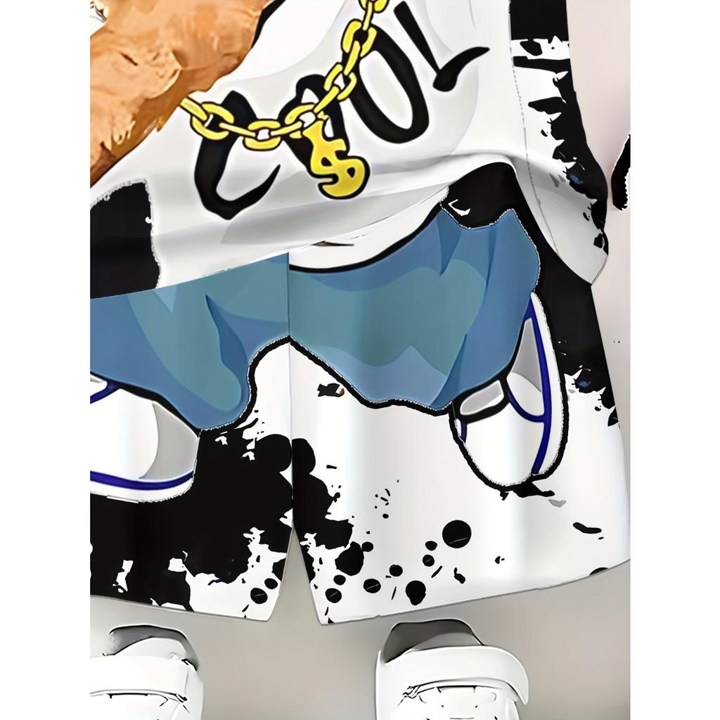 Boys Suit Fashion 3D Printed Casual Pullover Short Sleeve Shorts  Sweatshirt, BoysOutdoor T-Shirt shorts Set, Perfect Outdoor