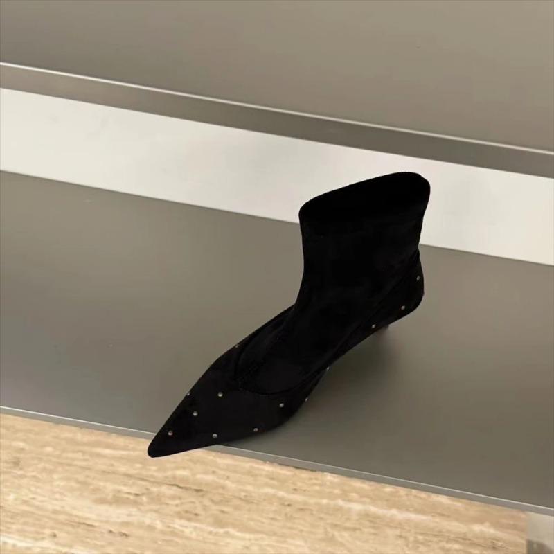 Ankle Boots Women Pointed Toe High Heels Shoes Suede Designer 2025 Trend New Fashion Winter Snow Boots Woman Sexy Pumps Botas