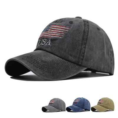 Hat Washed Old Flag Baseball Cap Classic USA Cotton Hat