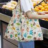 Foldable Reusable Shopping Bag Hidden Handle Tote Lightweight Grocery Storage Pouch with Inner Pocket for Travel Camping Beach