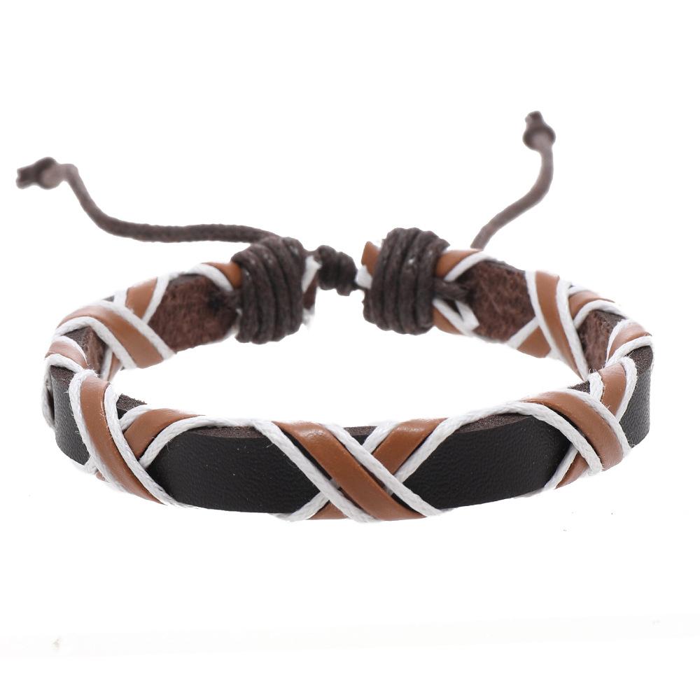 Handwoven Cross Design Bracelet for Men Adjustable Multilayer Minimalist Rope Wristband Stylish Boho Outdoor Sports Bracelet