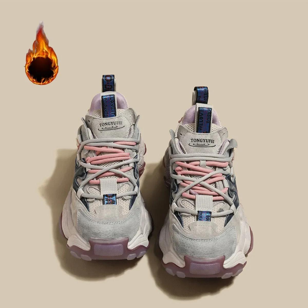 2024 Мода Кожа 5см Увеличение Роста Папины Кроссовки для Женщин Осень Женские — фото 7