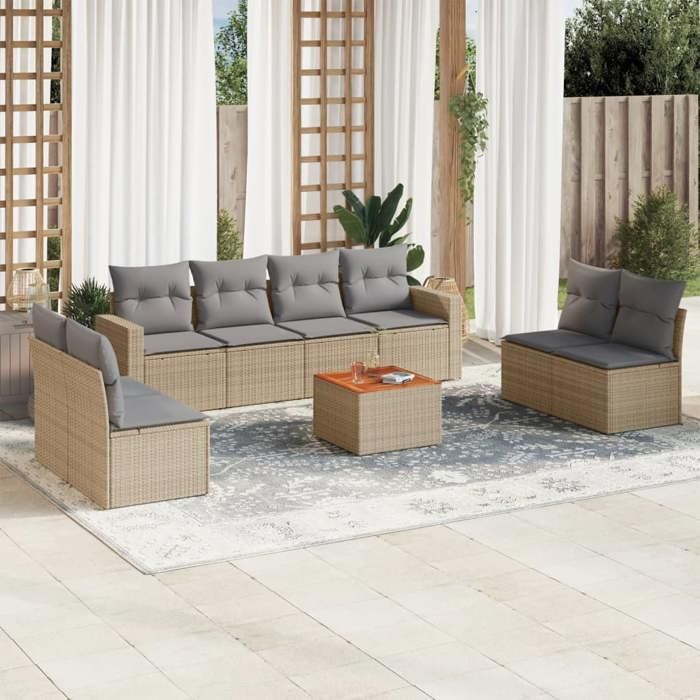 VidaXL Garden Lounge Set with Cushions 9 Pcs, Patio Sofas, Patio Furniture Set, Outdoor Furniture, Mix 3256416