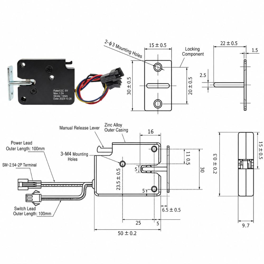 50KG Holding Force Electric Lock DC 3V-24V Cabinet Door Lock Mini Access Control Lock Drawer