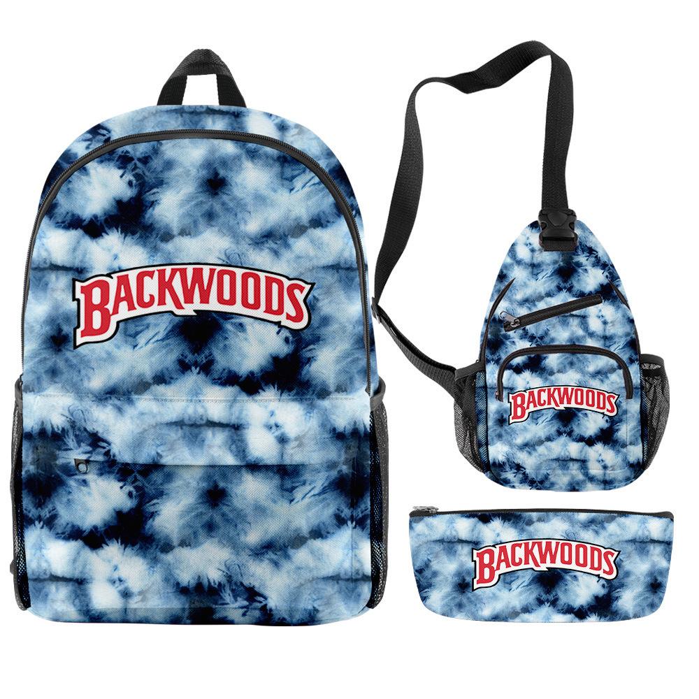 Backwoods Cigar 3D Digital Printing Fashion Campus Outdoor Backpack Three-Piece Set three-piece backpack set