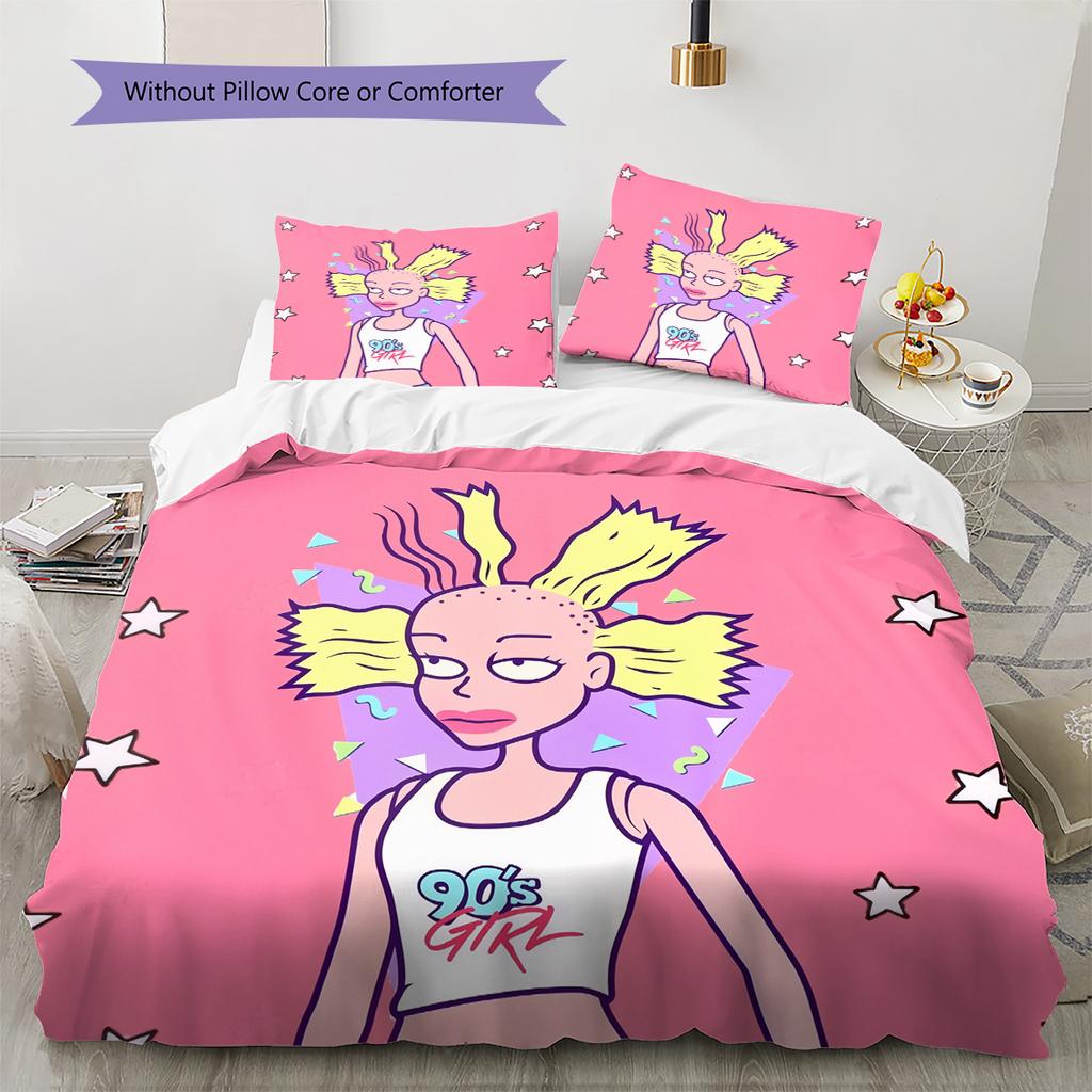 Rugrats  Pattern Bedding Quilt Set  Home Decoration  Gift (1 * Duvet Cover + 2 * Pillowcase  Without Core)