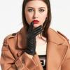Women's Warm PU Leather Gloves for Autumn and Winter Windproof and Cold Proof Outdoor Cycling Versatile Black Gloves