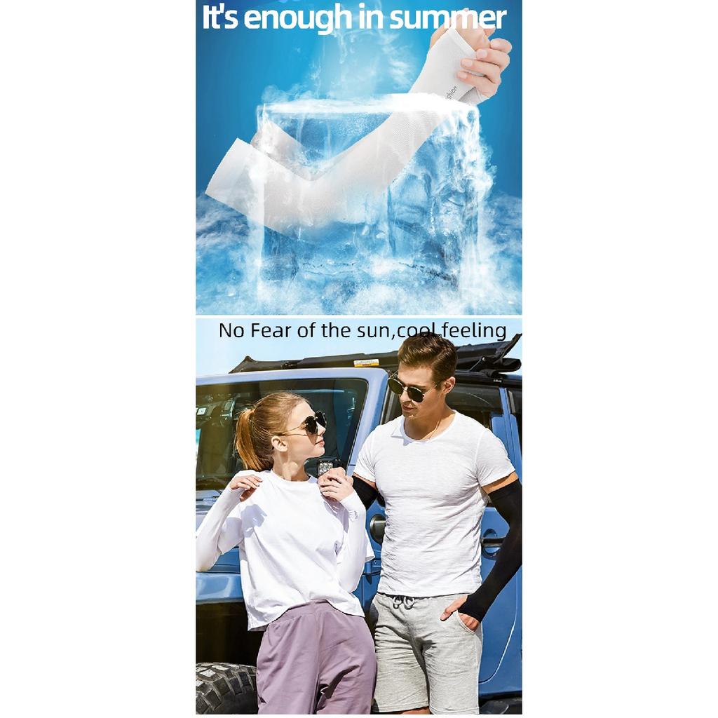 1Pair Arm Sleeves Ice Fabric Sun UV Protection Summer Sun Cool Outdoor Cuff Cover Arm Sleeve Unisex