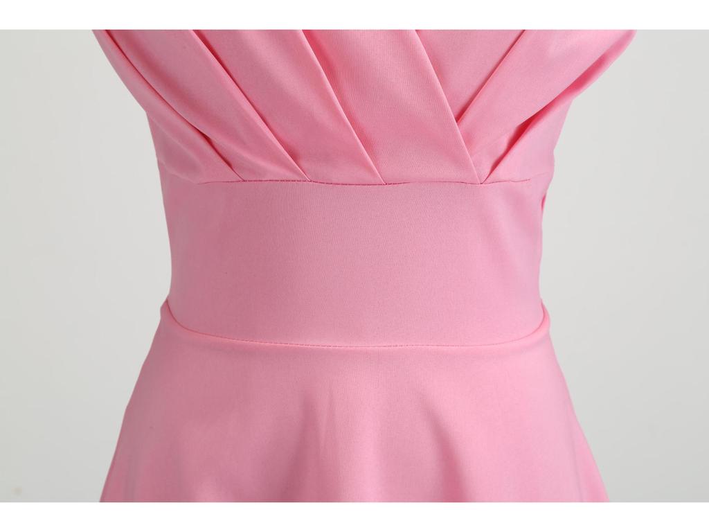 Kurzärmliges Swing-Kleid im Retro-Hepburn-Stil mit hoher Taille