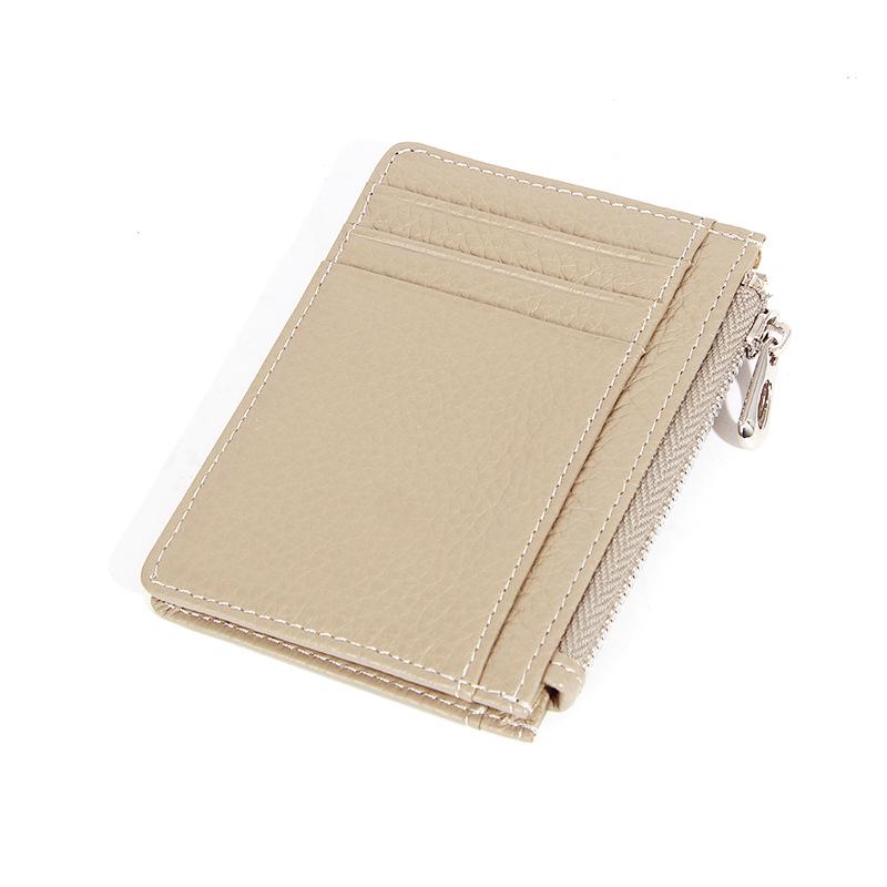 Women's Genuine Leather Slim Card Holder & Coin Purse - Japanese Minimalist Style with Multi-Card Slots and ID Holder.