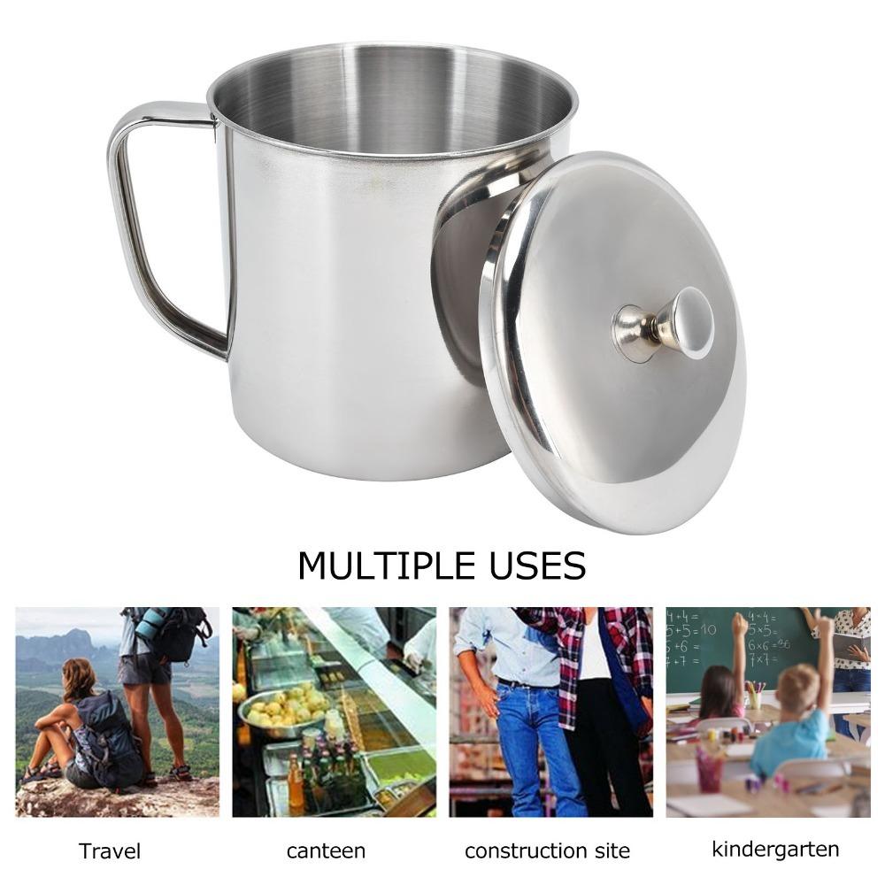With Sealed Lid Water Cup Cylindrical Overall Drinking Mug Metal Tumbler Office Hydration 10cm