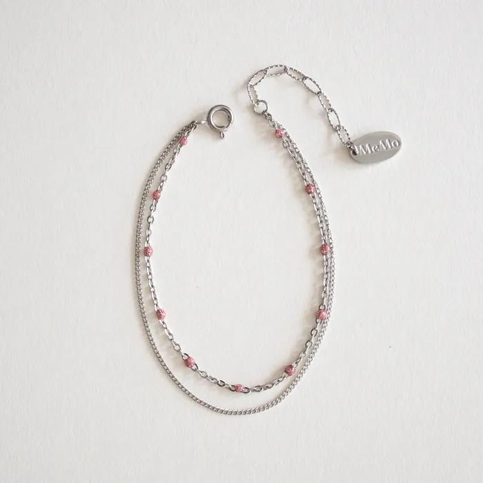 Pink Ball 2 Line Bracelet