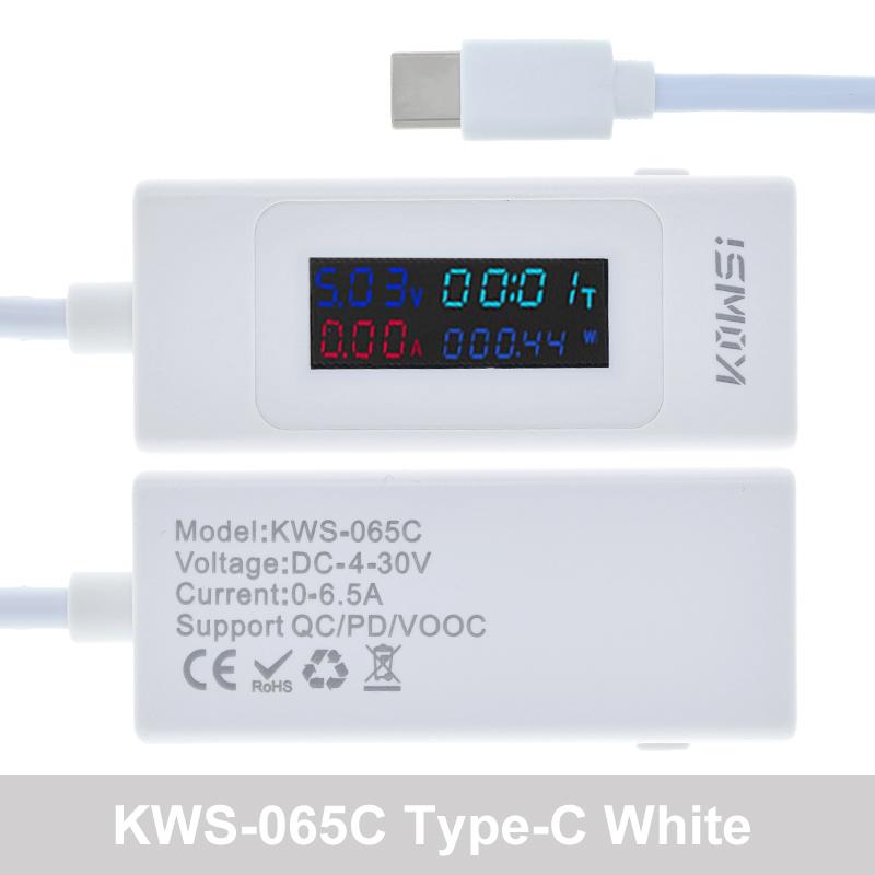 1/2/5pcs KWS-065C Type-c USB-C Voltage Current Tester 4-30V Digital Monitor USB Charger Tester